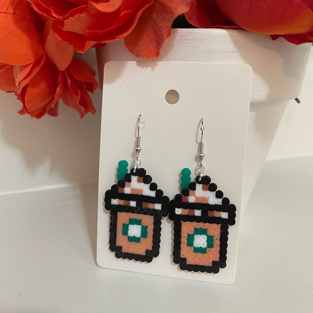 Perler Bead Starbucks Frappuccino Earrings